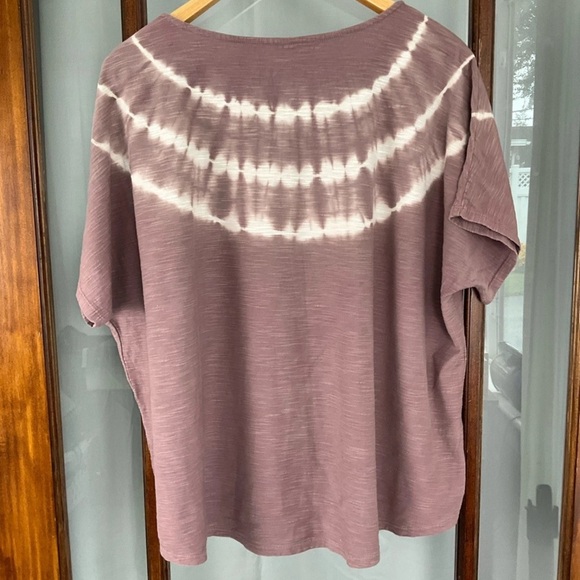 Pure Jill Tie Dyed Relaxed Tee Size 2X Mauve Short Sleeve Shirt 100% Cotton Soft - Picture 2 of 5